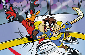 Warners Bros. Tazmanian Devil & Daffy Duck hockey poster illustrated by Tim Douglas