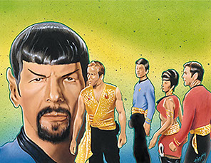 Star Trek Cast trading card illustration by Tim Douglas